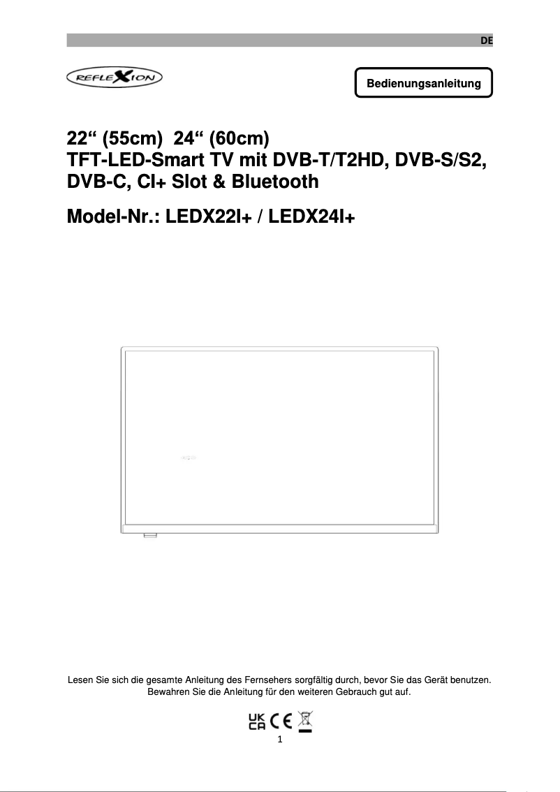 Page 1 of the manual User Manual Reflexion LEDX22I+