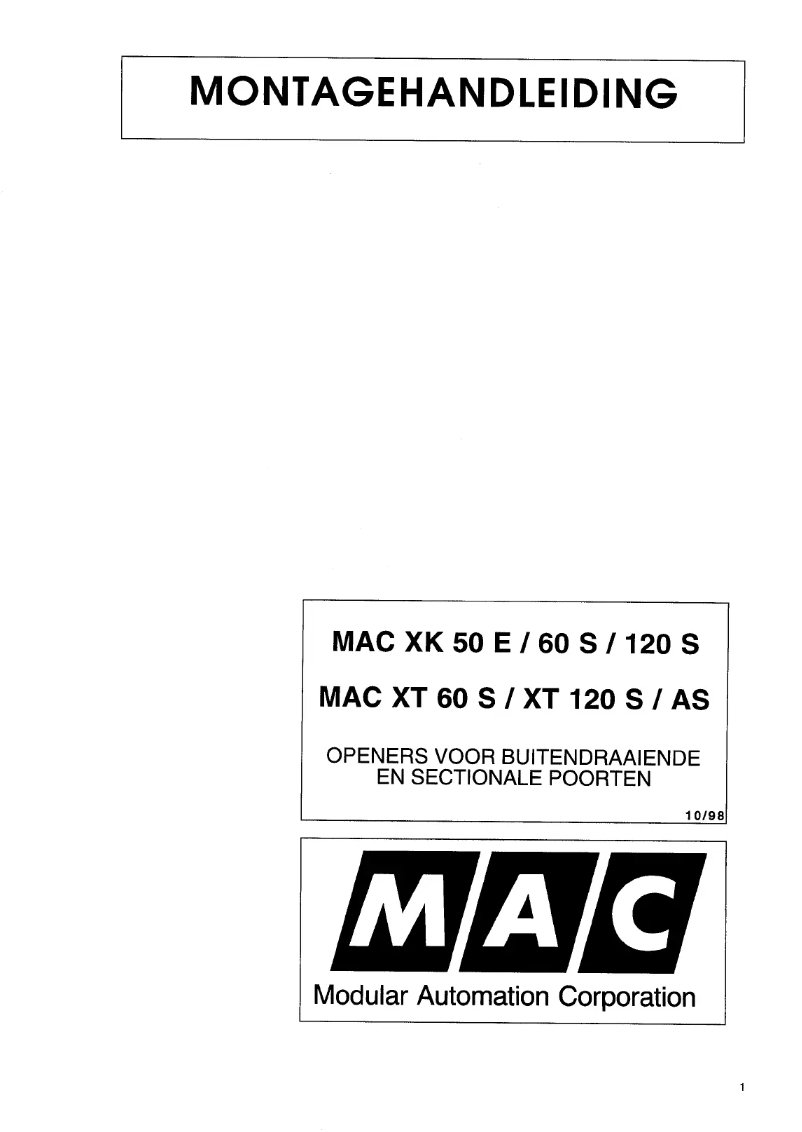 Página 1 del manual Manual de usuario MAC XK 60 S