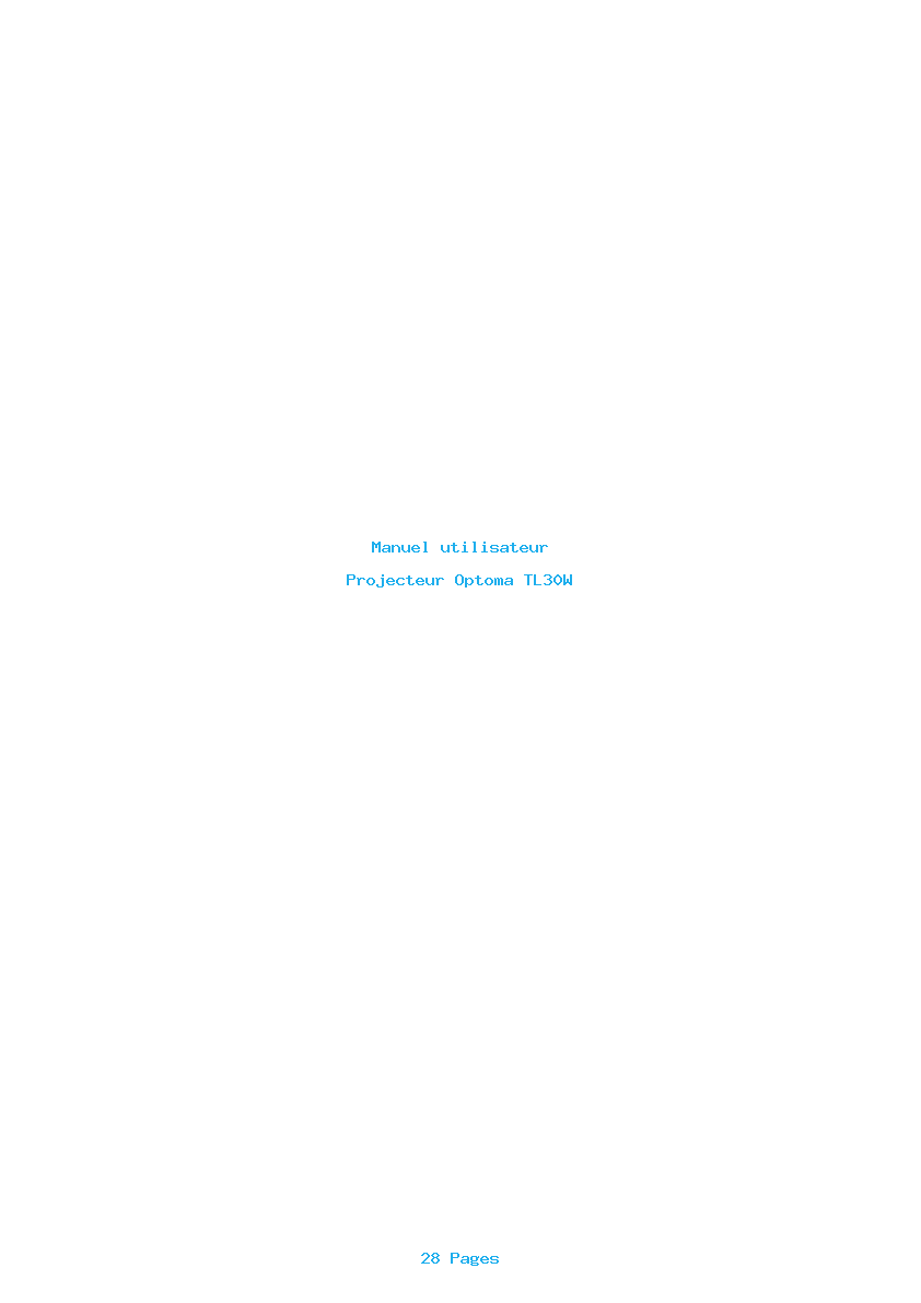 Page 1 de la notice Manuel utilisateur Optoma TL30W