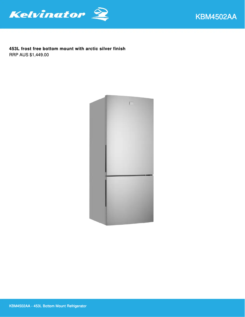 Página 1 del manual Ficha técnica Kelvinator KBM4502AA