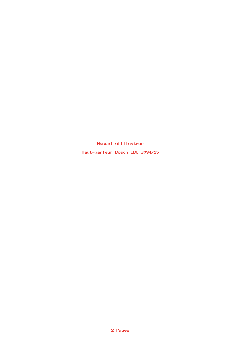 Page 1 de la notice Manuel utilisateur Bosch LBC 3094/15