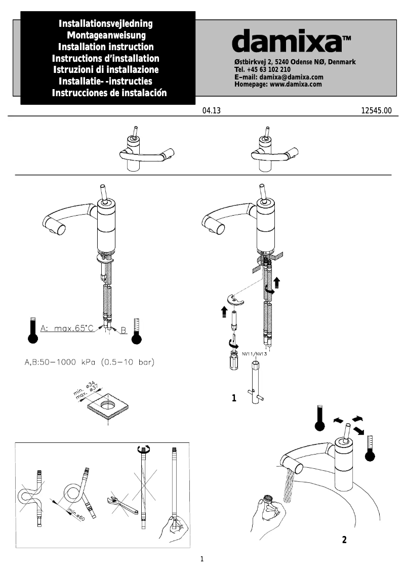 Page 1 de la notice Manuel utilisateur Damixa 2900074