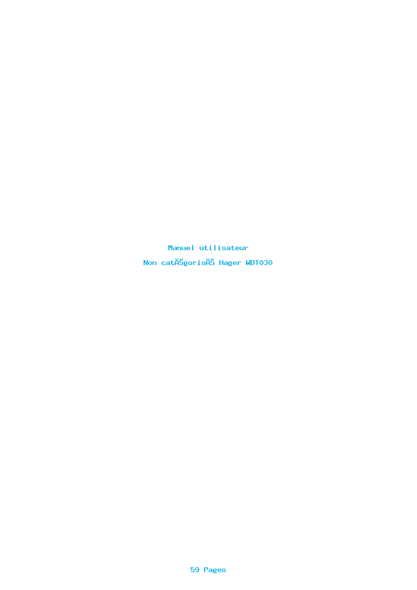 Page 1 de la notice Manuel utilisateur Hager WDT030