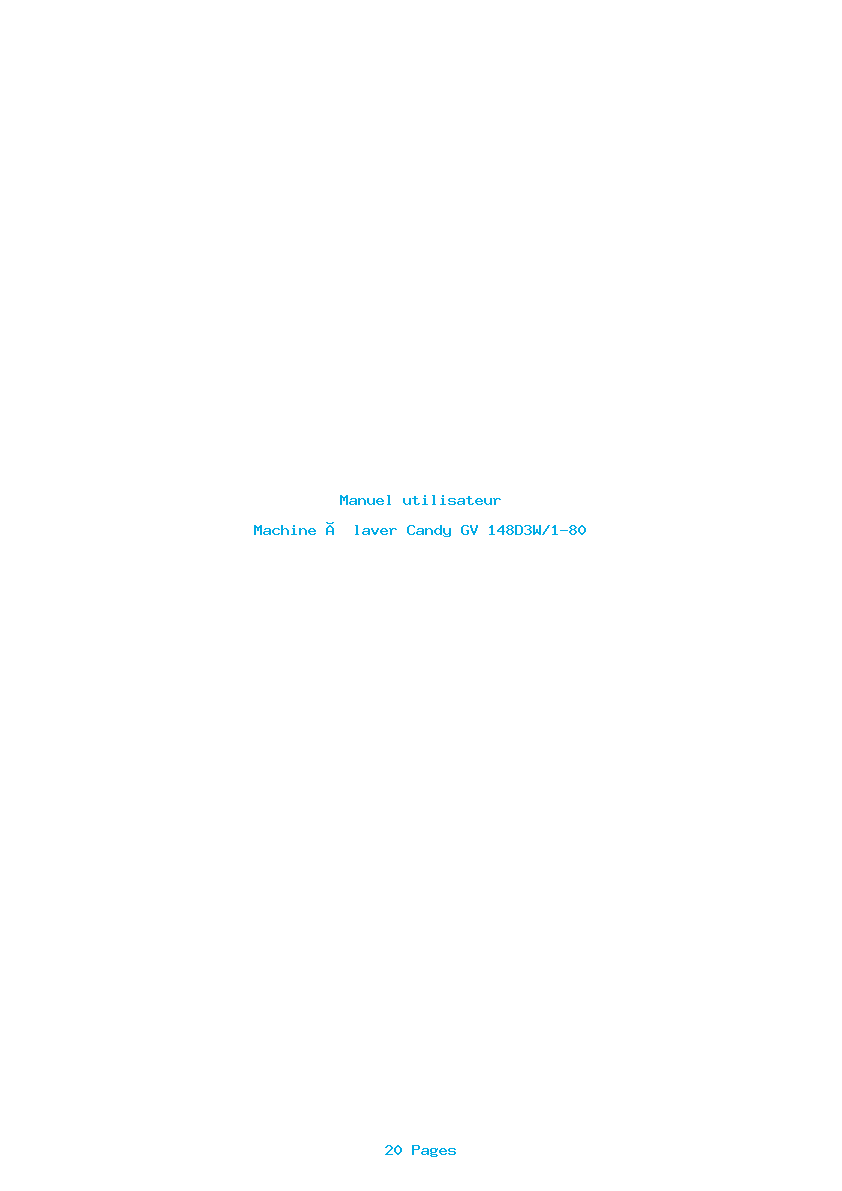 Page 1 de la notice Manuel utilisateur Candy GV 148D3W/1-80