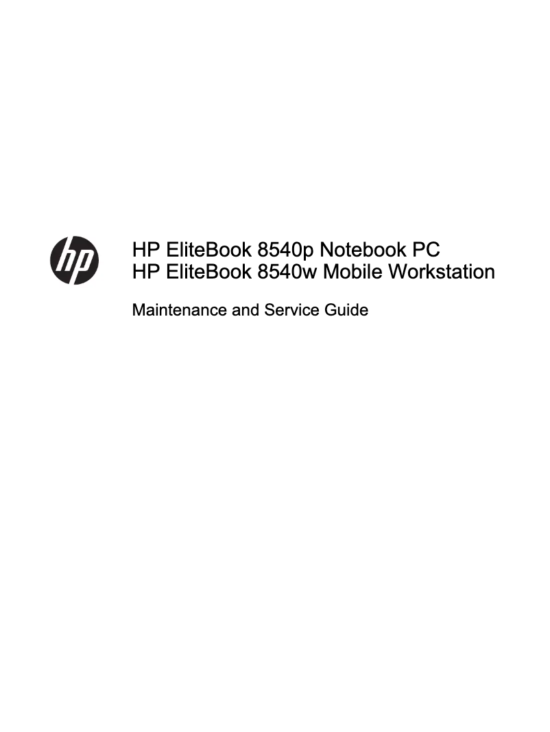Page n°1 - Manuel d'utilisation et d'entretien HP EliteBook 8540p