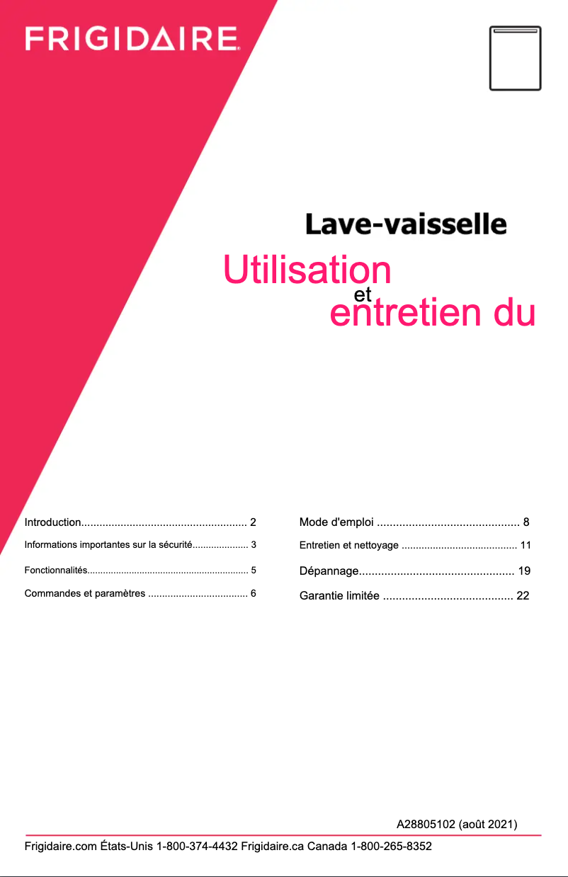 Page 1 de la notice Manuel utilisateur Frigidaire FDHP4336AS