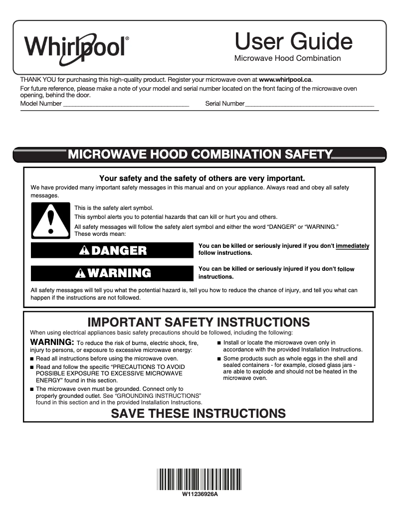 Page 1 de la notice Manuel utilisateur Whirlpool YWML75011HB