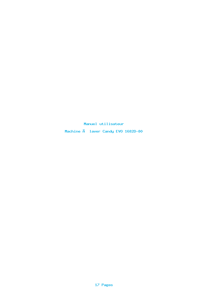 Page 1 de la notice Manuel utilisateur Candy EVO 1682D-80