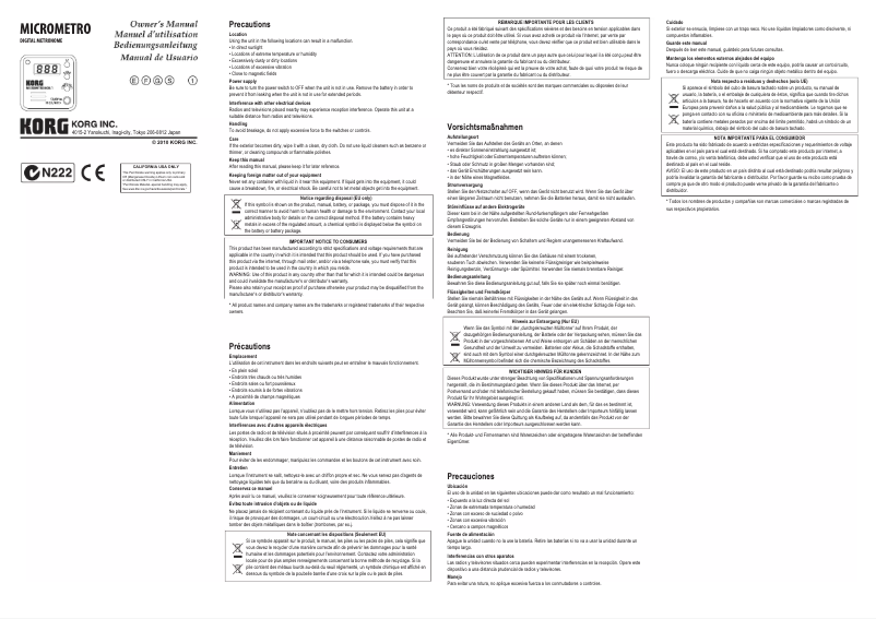 Page 1 de la notice Manuel utilisateur Korg Micrometro