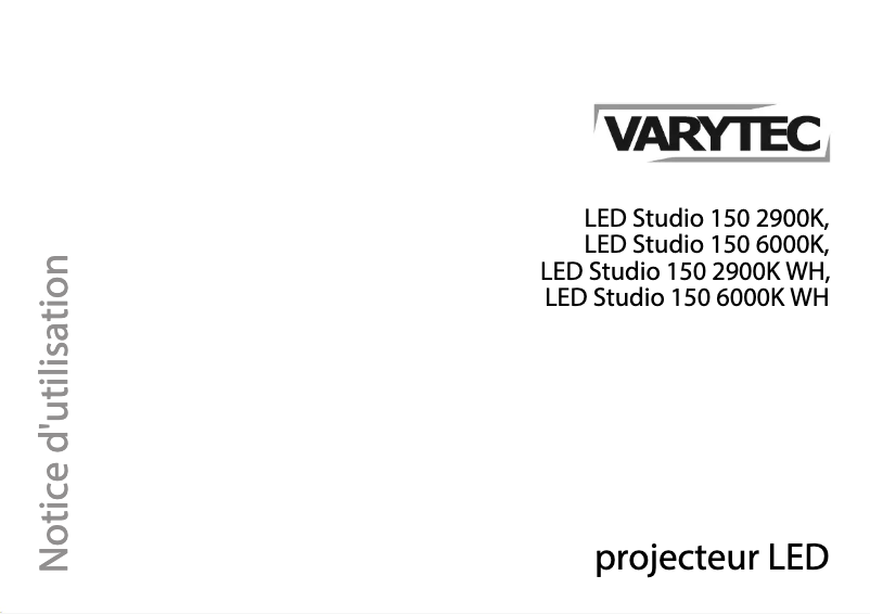 Page 1 de la notice Manuel utilisateur Varytec LED Studio 150 2900K