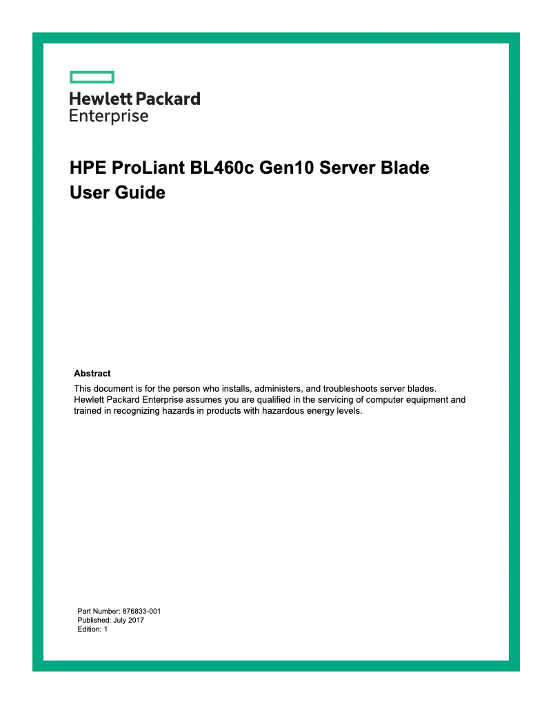 Página 1 del manual Manual de usuario HP ProLiant BL460c G10
