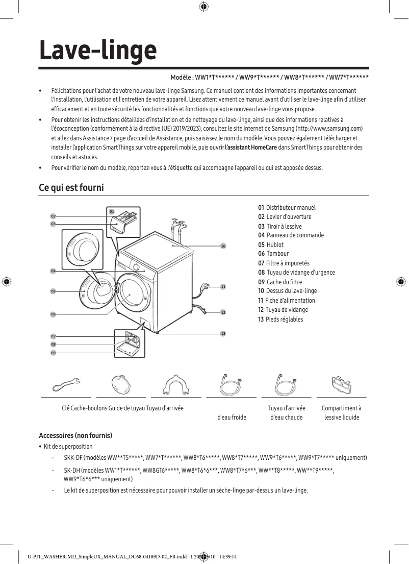 Página 1 del manual Manual de usuario Samsung WW10T504DTW
