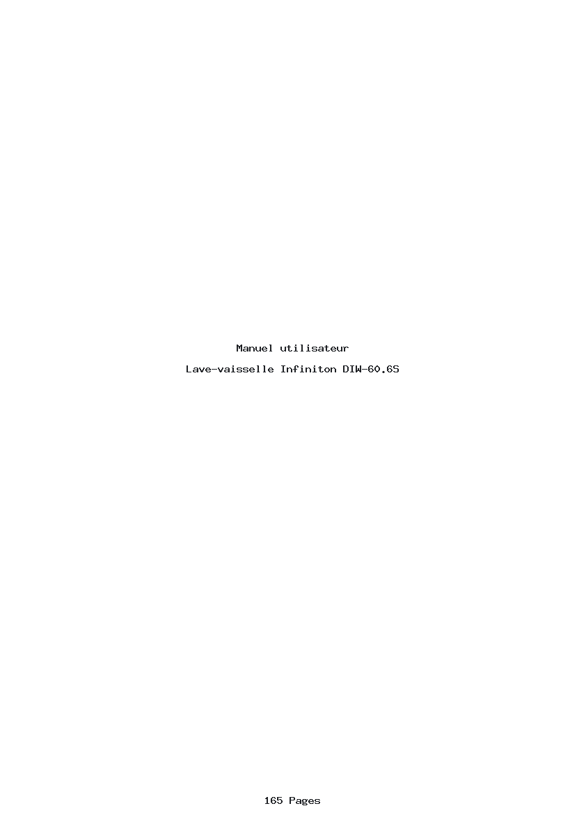 Page 1 de la notice Manuel utilisateur Infiniton DIW-60.6S