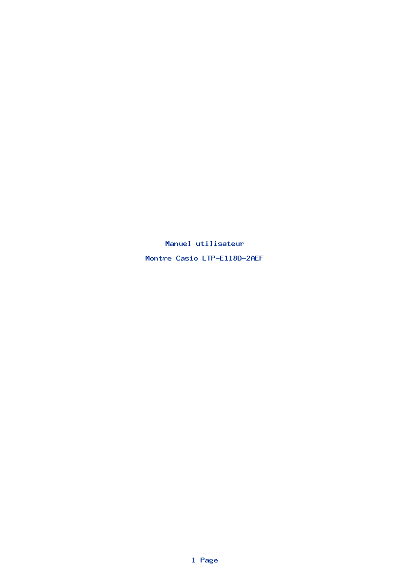 Page 1 de la notice Manuel utilisateur Casio LTP-E118D-2AEF