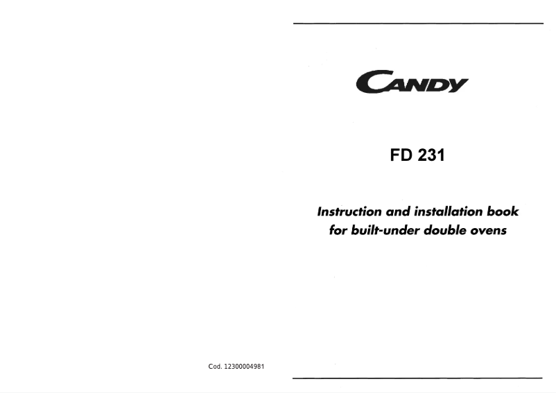 Page 1 de la notice Manuel utilisateur Candy FO FDP 231/1 X