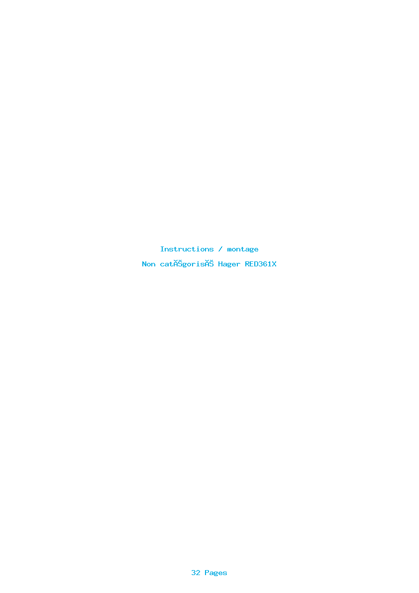 Page 1 de la notice Instructions / montage Hager RED361X