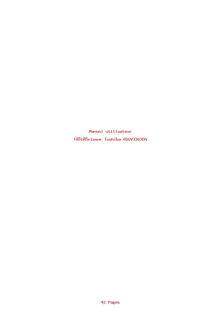 Page 1 de la notice Manuel utilisateur Toshiba 65UV3363DA