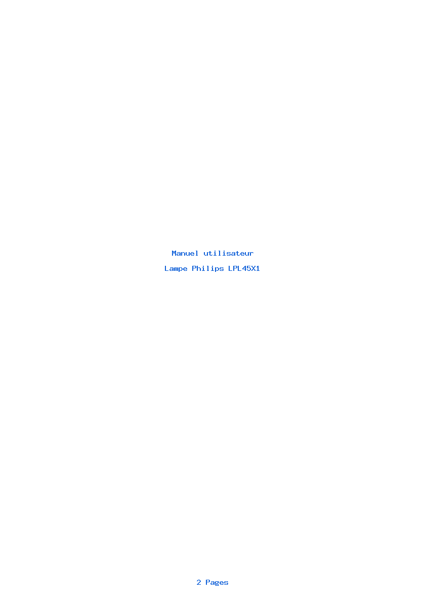 Page 1 de la notice Manuel utilisateur Philips LPL45X1