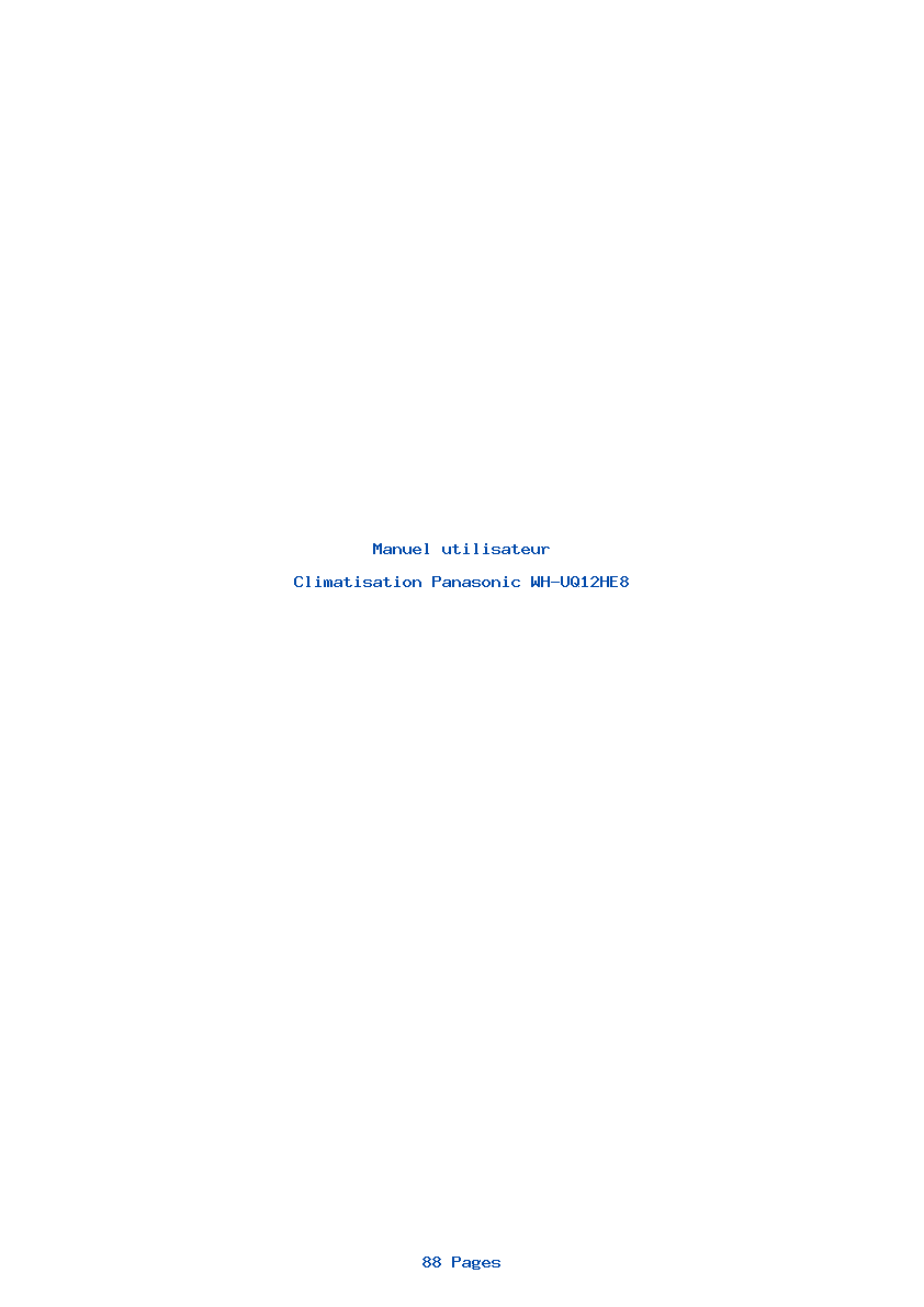 Page 1 de la notice Manuel utilisateur Panasonic WH-UQ12HE8