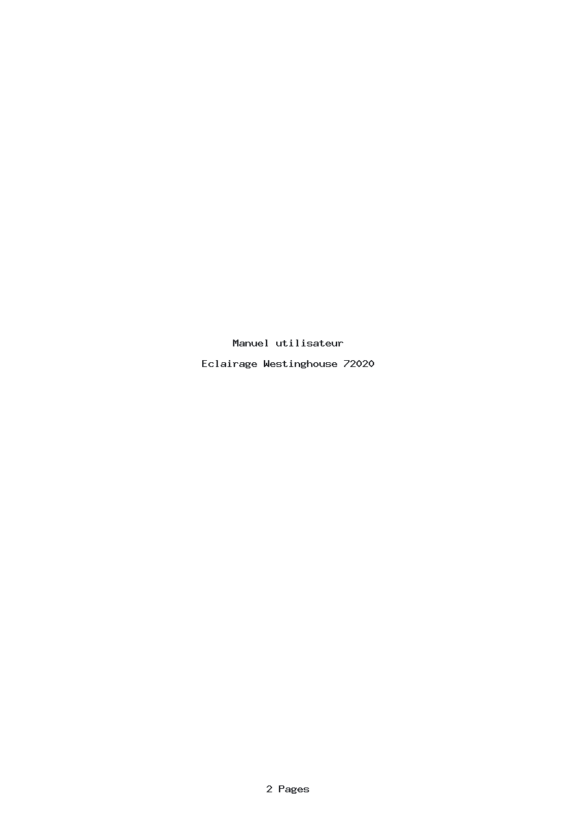 Page 1 de la notice Manuel utilisateur Westinghouse 72020