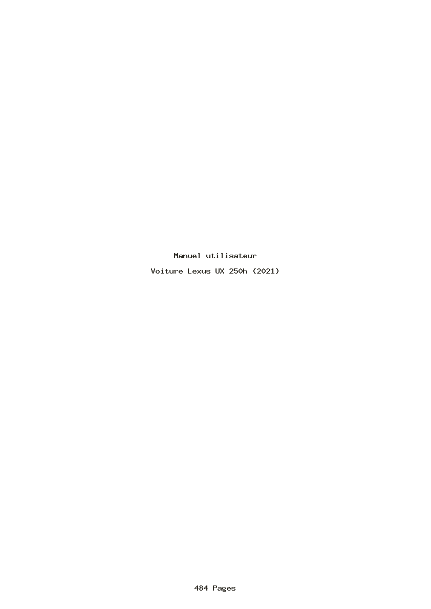 Page 1 de la notice Manuel utilisateur Lexus UX 250h (2021)