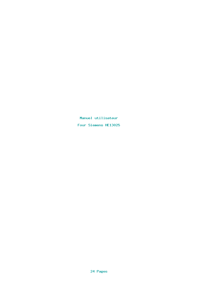 Page 1 de la notice Manuel utilisateur Siemens HE13025