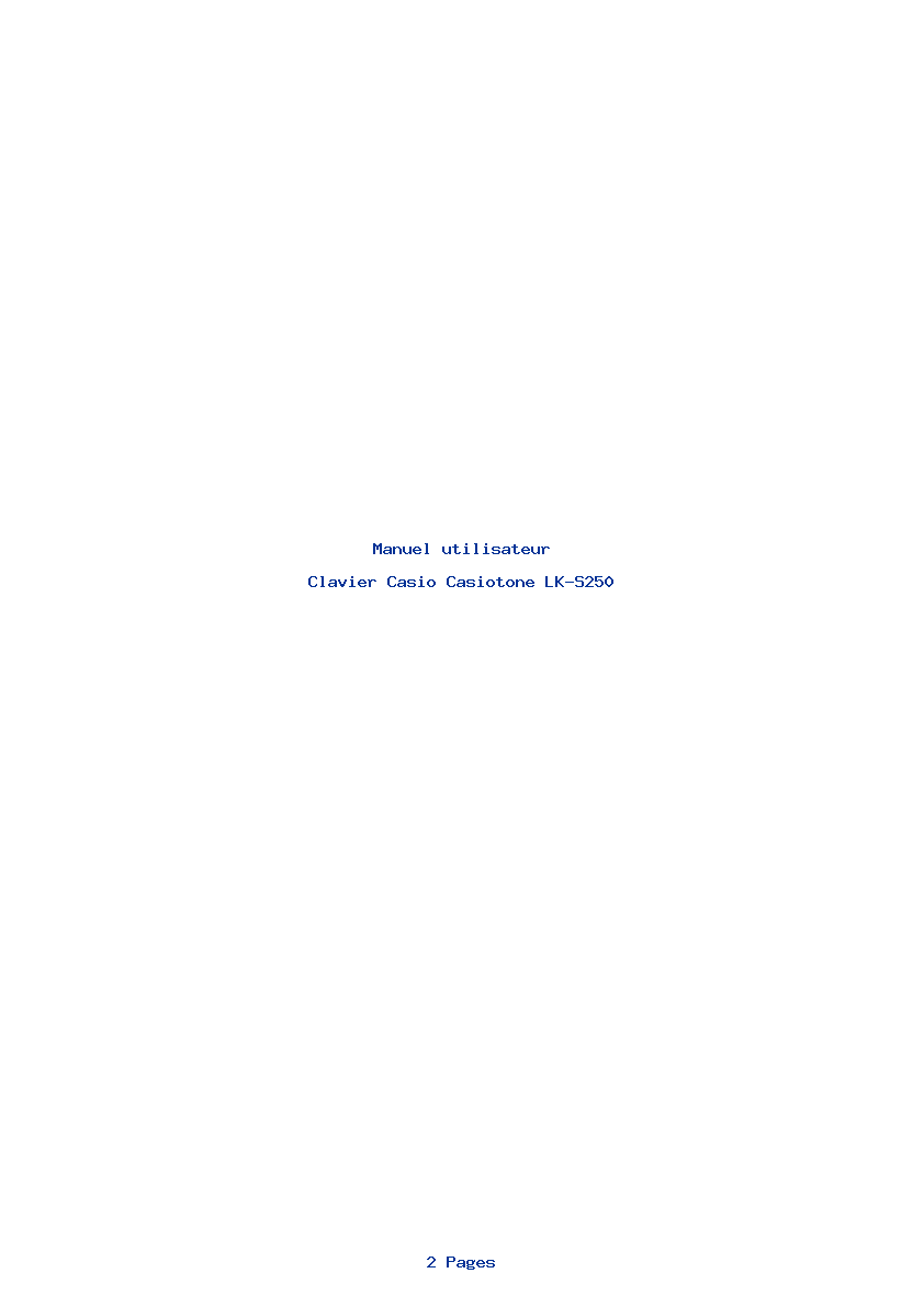 Page 1 de la notice Manuel utilisateur Casio Casiotone LK-S250