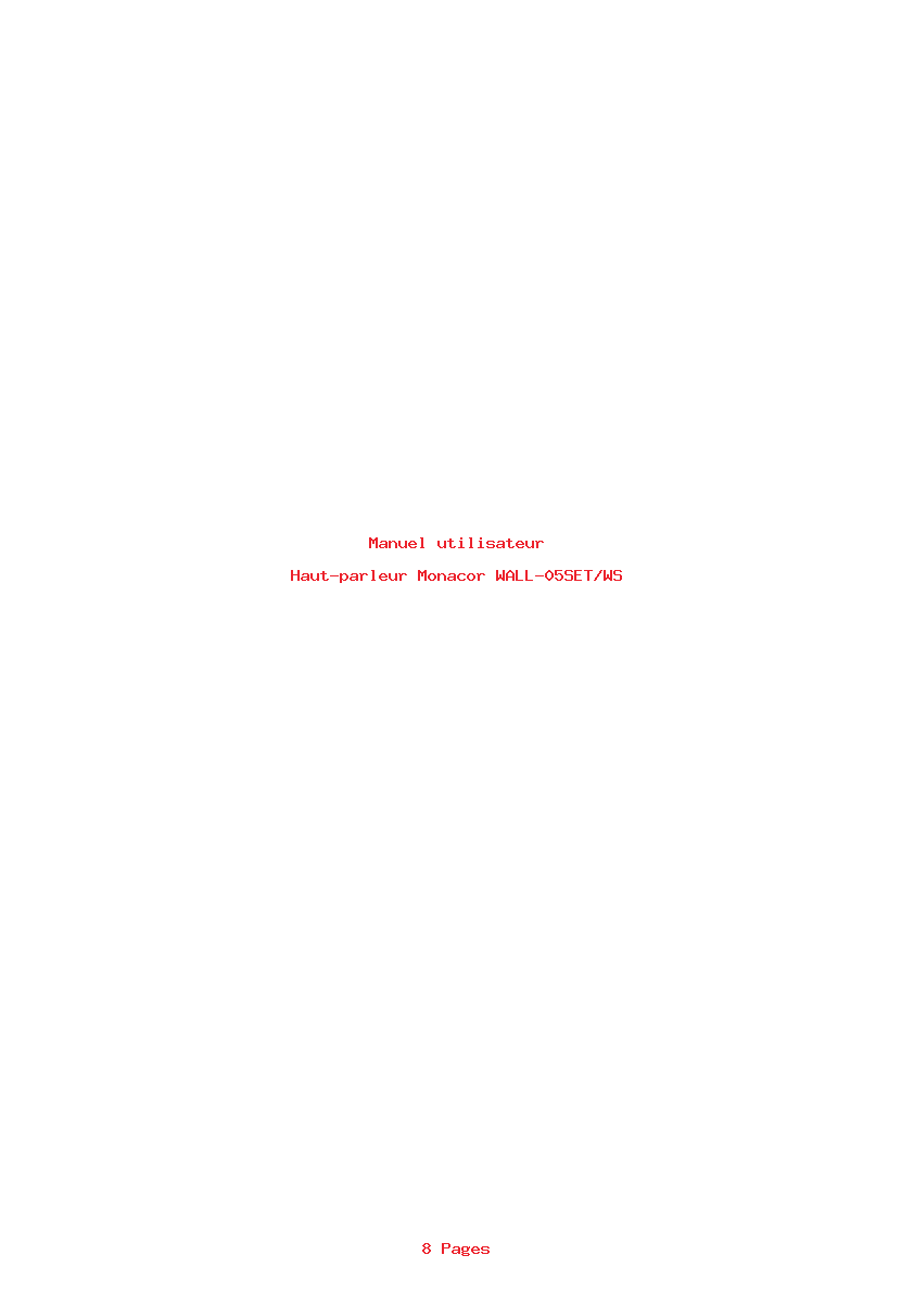 Page 1 de la notice Manuel utilisateur Monacor WALL-05SET/WS