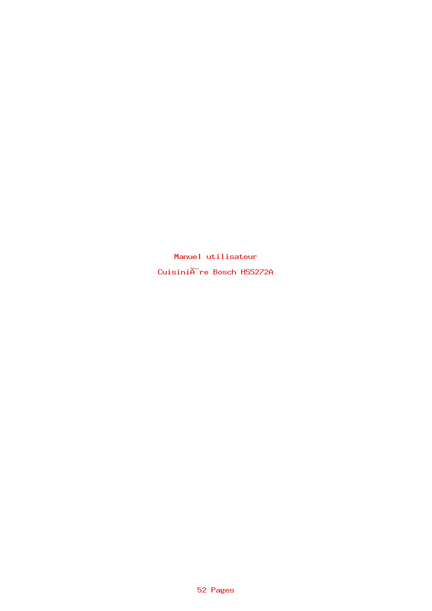 Page 1 de la notice Manuel utilisateur Bosch HSS272A