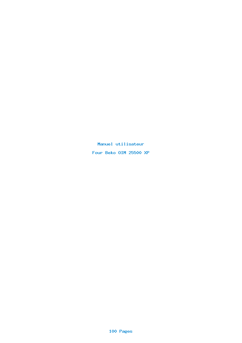 Page 1 de la notice Manuel utilisateur Beko OIM 25500 XP