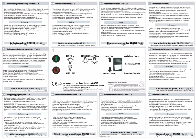 Page 1 de la notice Manuel utilisateur Intertechno ITKL-2