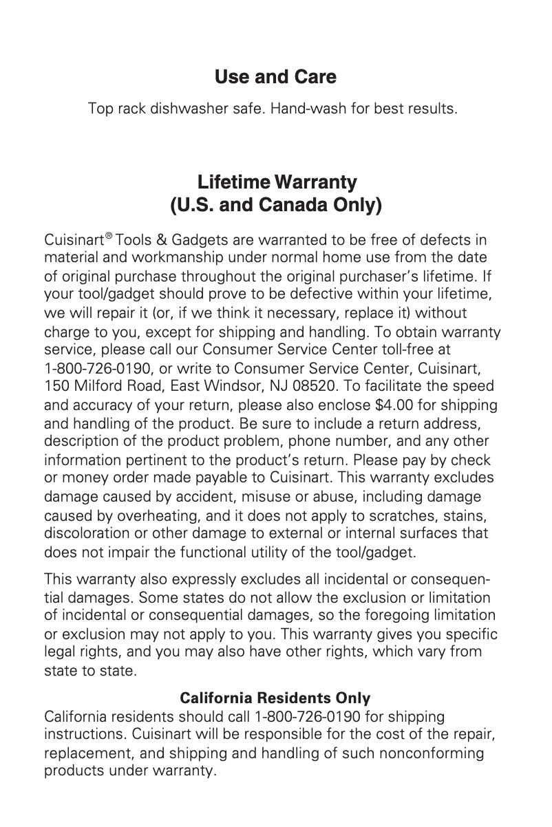 Page 1 de la notice Manuel utilisateur Cuisinart CTG-00-PT