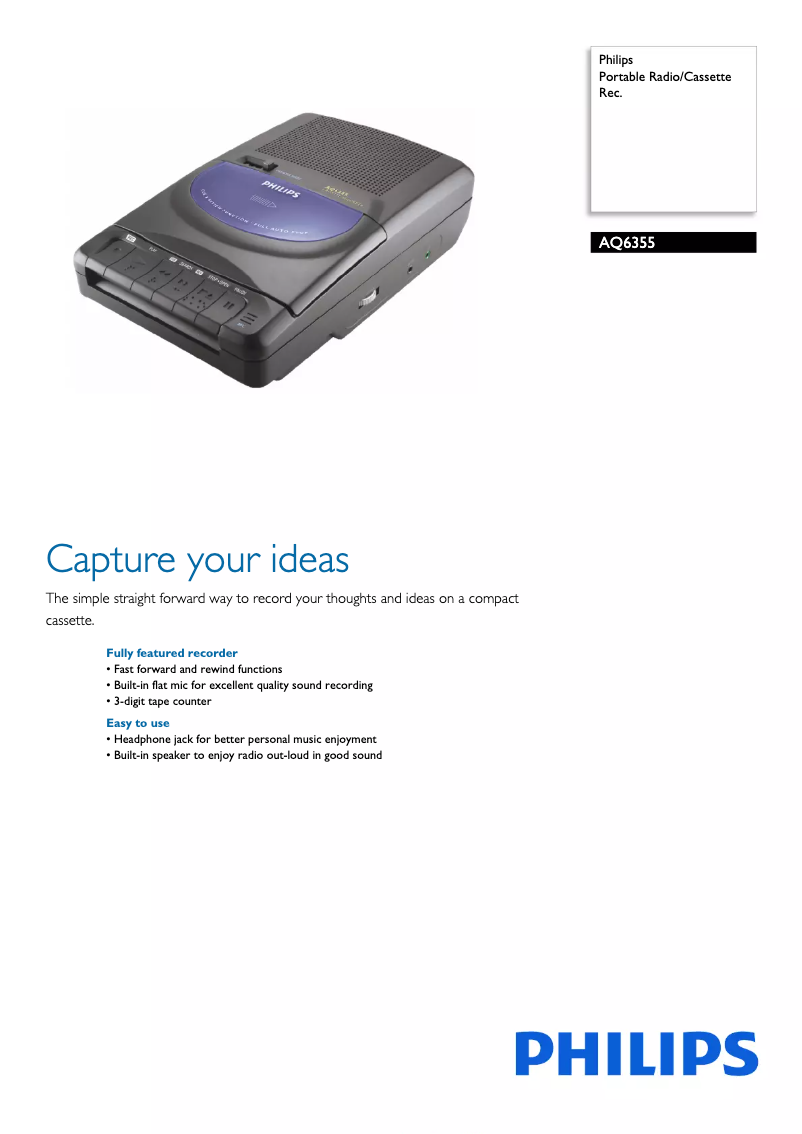 Page 1 of the manual User Manual Philips AQ6355
