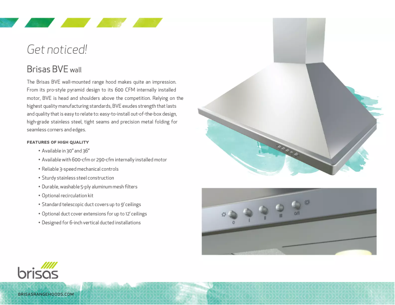 Página 1 del manual Ficha técnica Zephyr BVE-E36AS