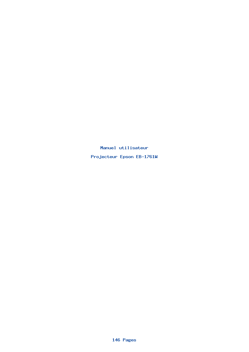 Page 1 de la notice Manuel utilisateur Epson EB-1761W