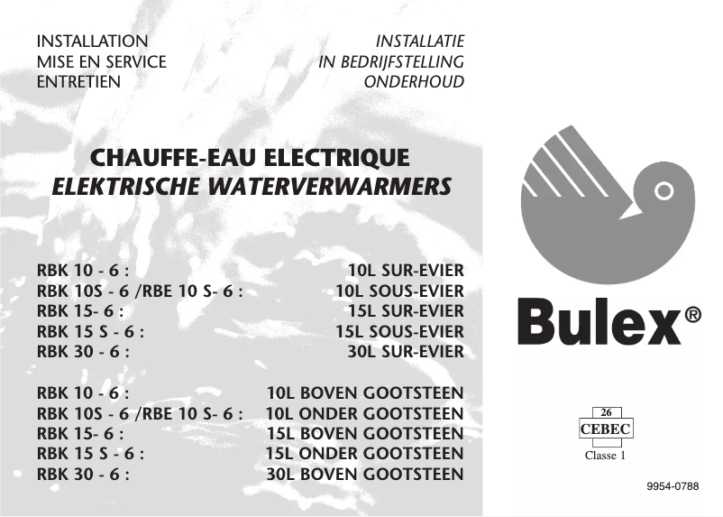 Page 1 de la notice Manuel utilisateur Bulex RBK 10 - 6