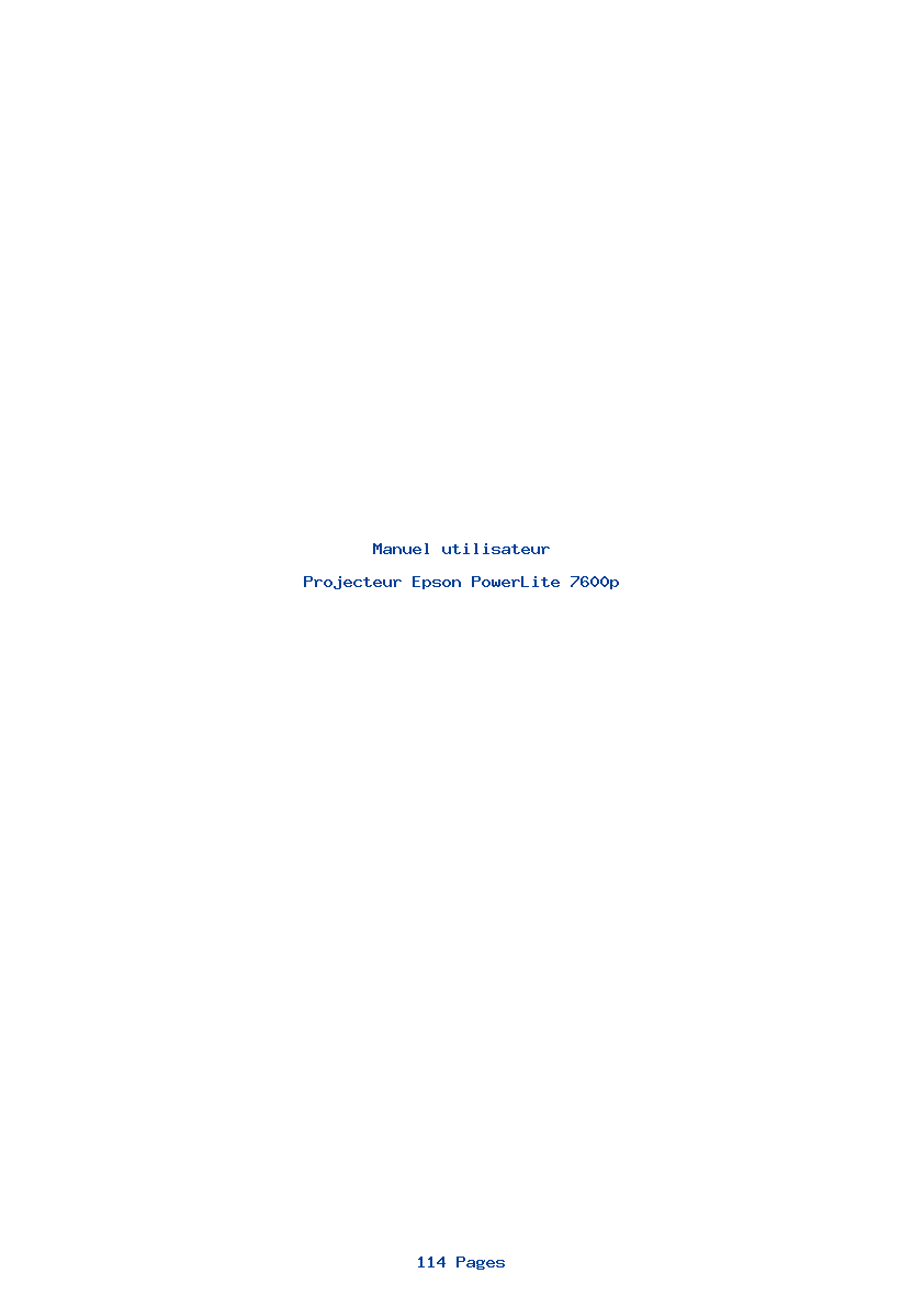 Page 1 de la notice Manuel utilisateur Epson PowerLite 7600p