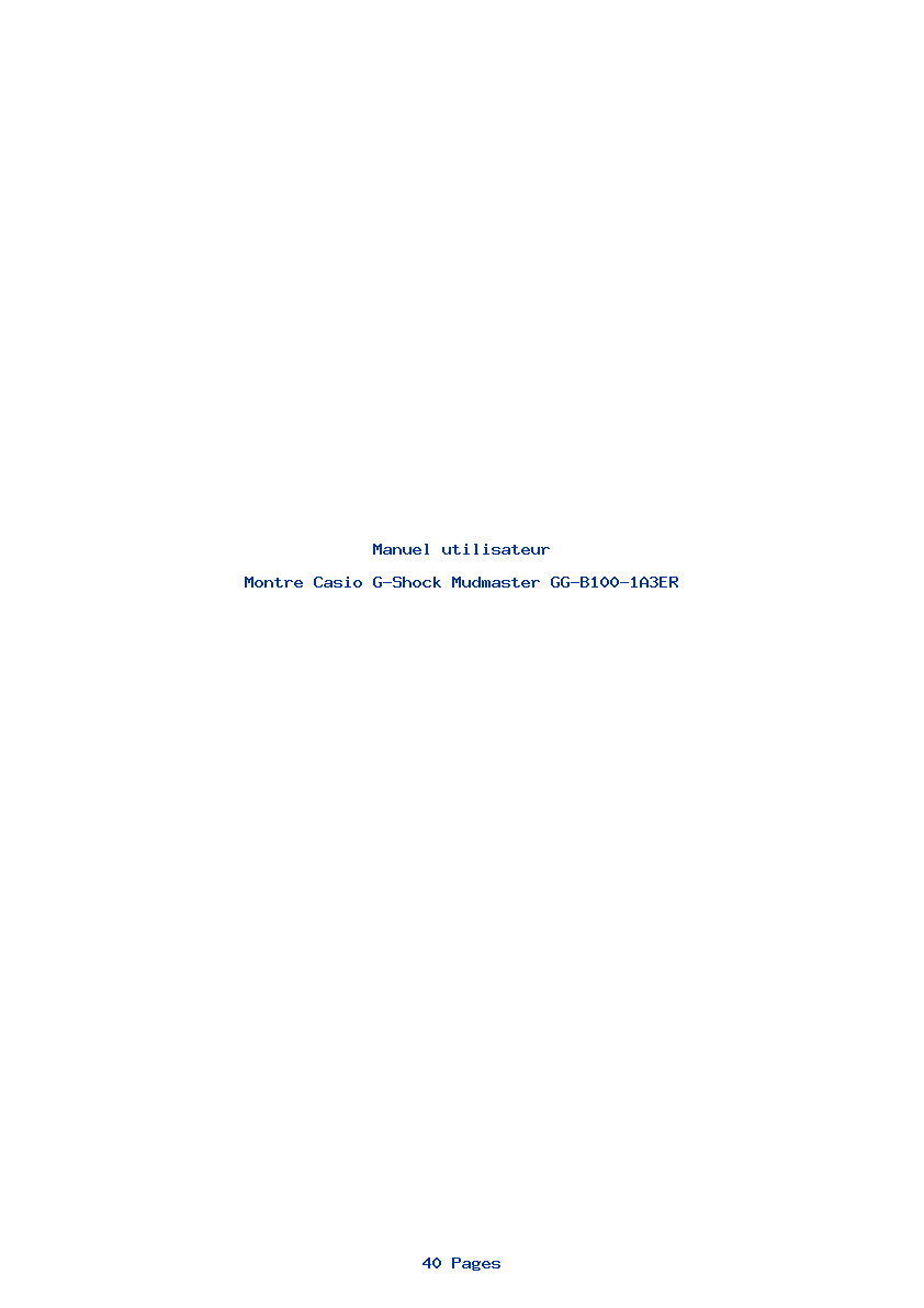 Page 1 de la notice Manuel utilisateur Casio G-Shock Mudmaster GG-B100-1A3ER