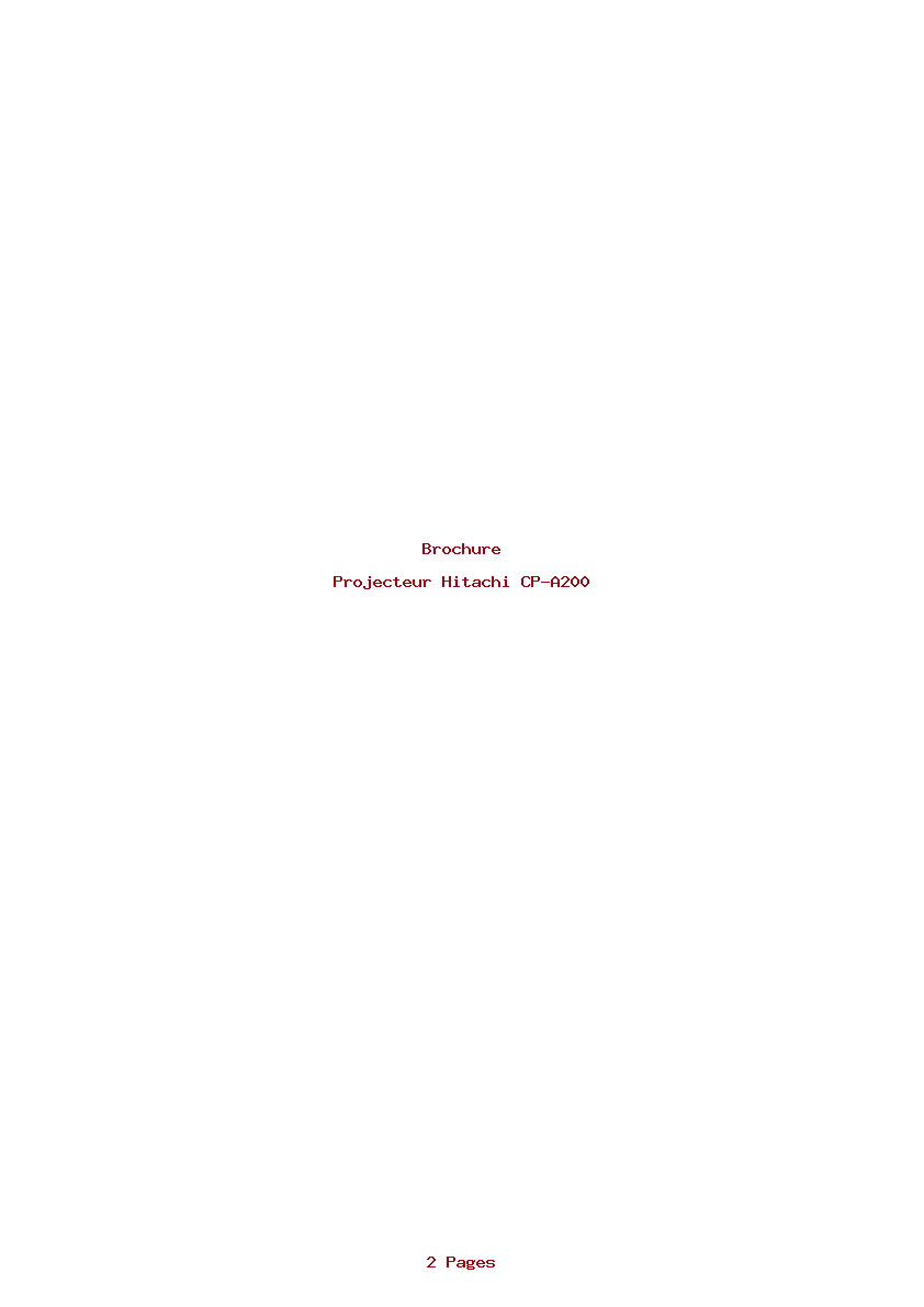 Page 1 de la notice Brochure Hitachi CP-A200