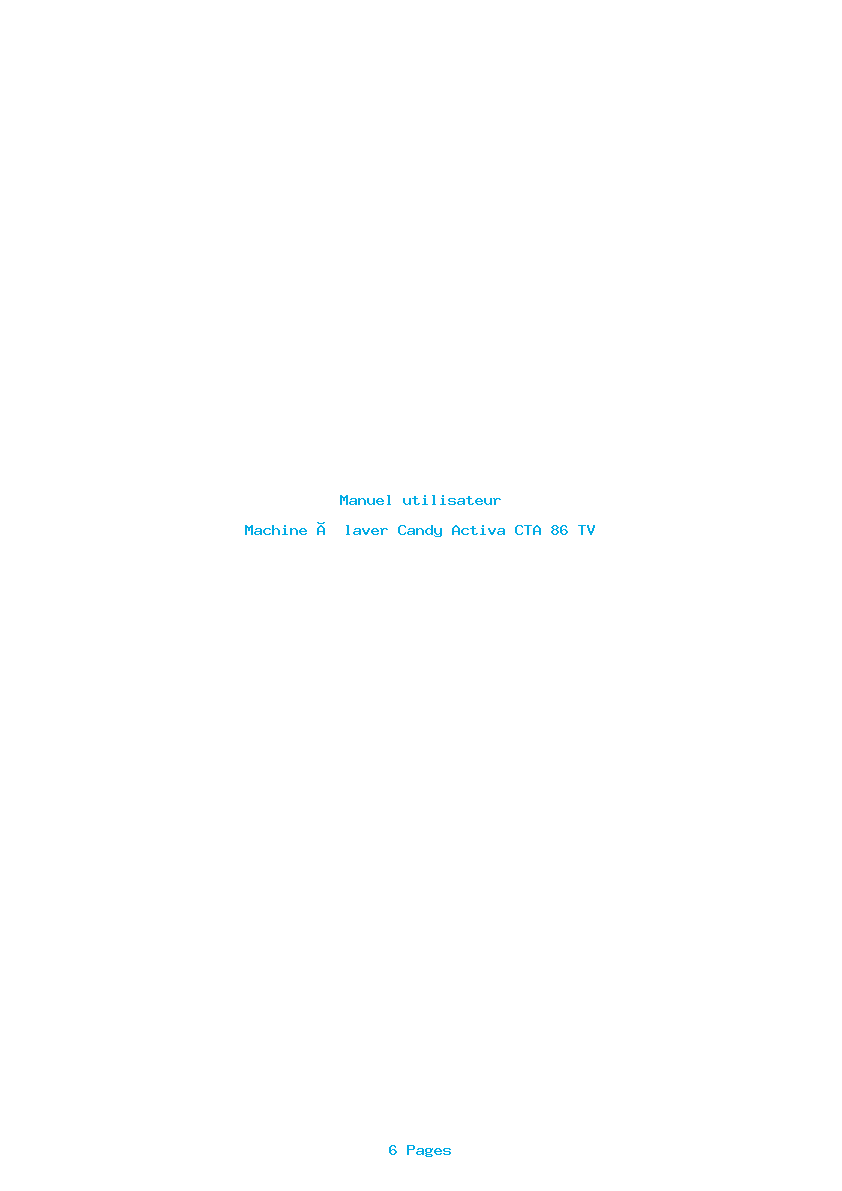 Page 1 de la notice Manuel utilisateur Candy Activa CTA 86 TV