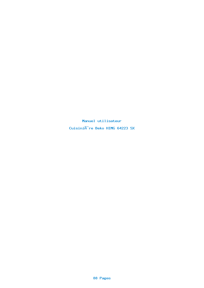 Page 1 de la notice Manuel utilisateur Beko HIMG 64223 SX