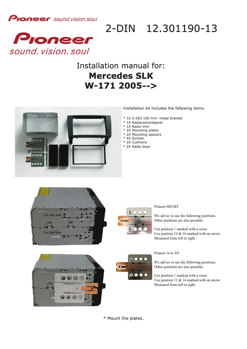 Page 1 de la notice Manuel utilisateur Pioneer 12.301190-13
