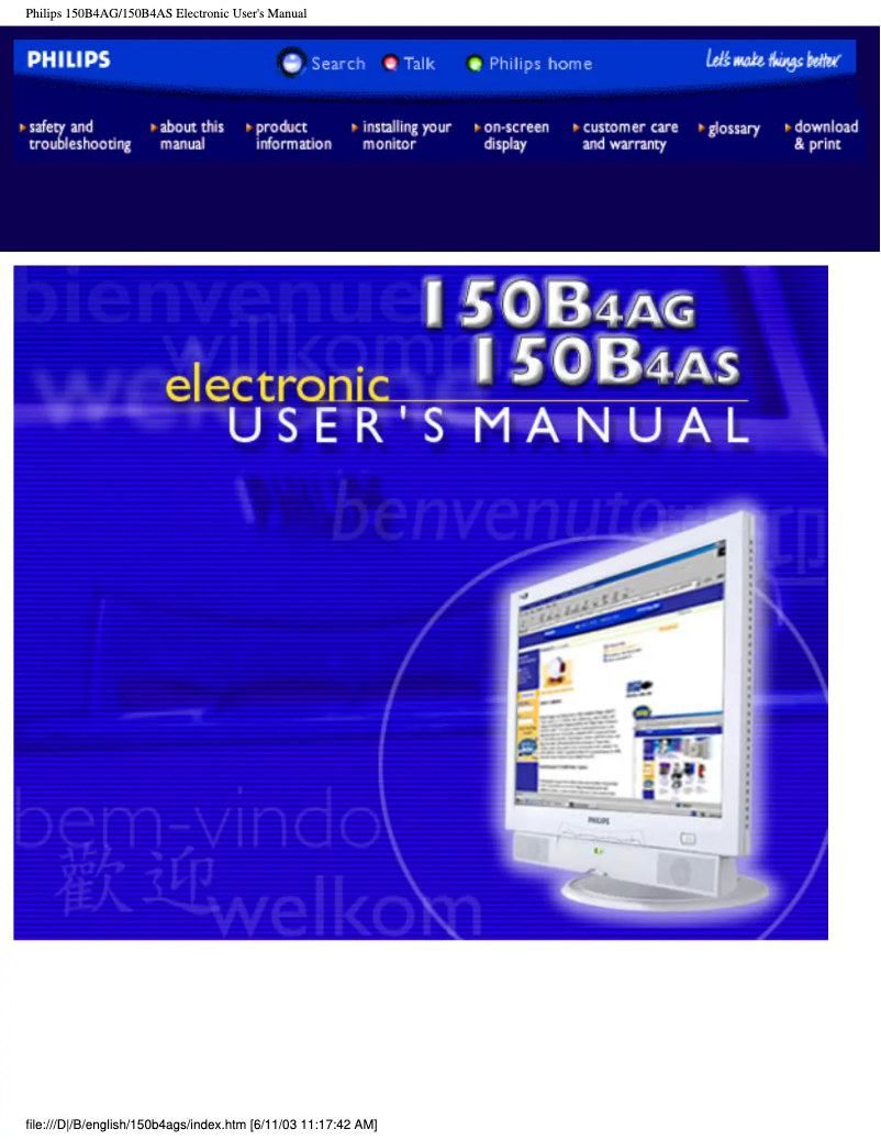 Page 1 of the manual User Manual Philips 150B4AS