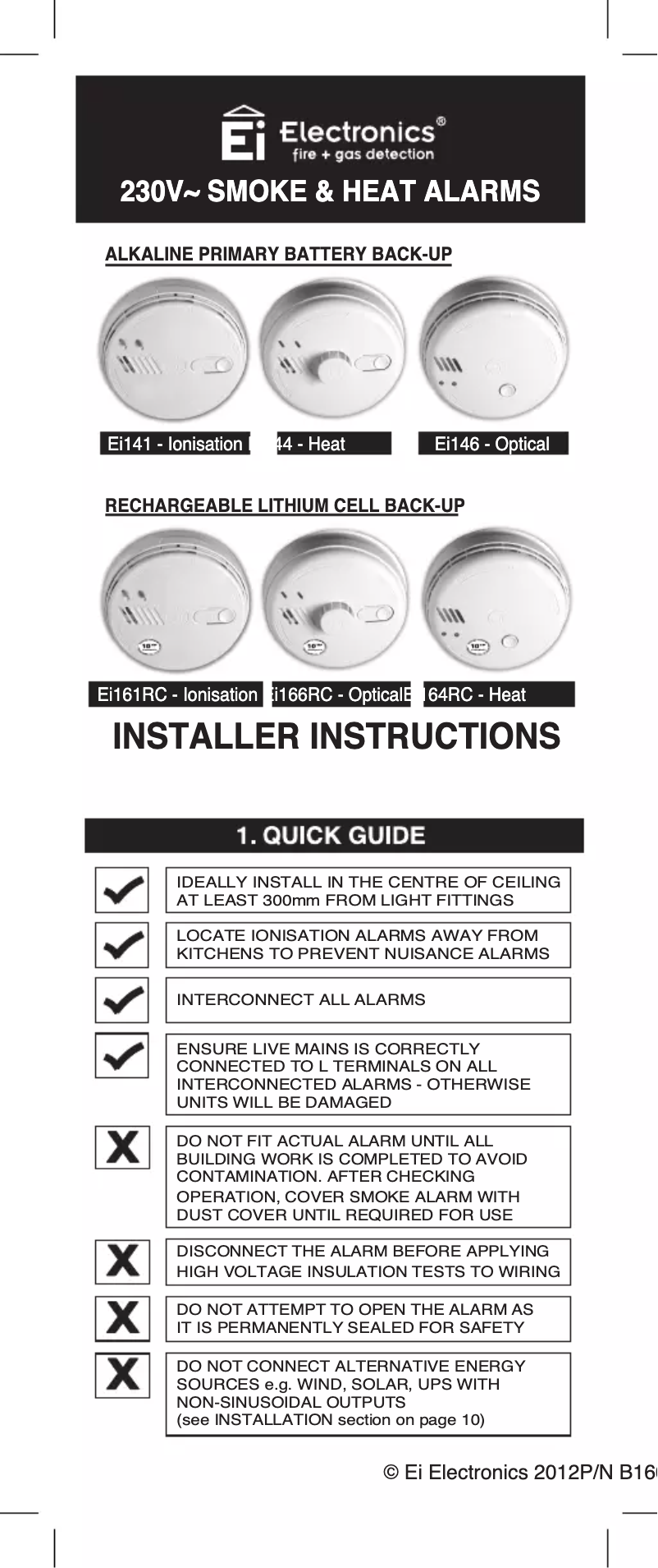 Página 1 del manual Manual de usuario Ei Electronics Ei161RC
