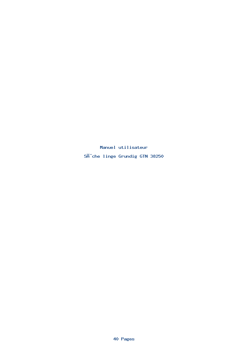 Page 1 de la notice Manuel utilisateur Grundig GTN 38250