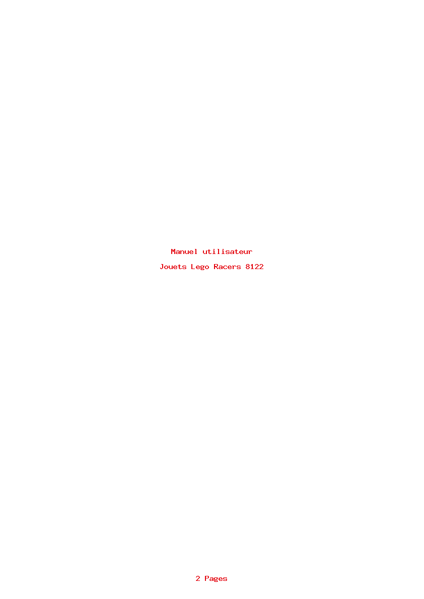 Page 1 de la notice Manuel utilisateur Lego Racers 8122