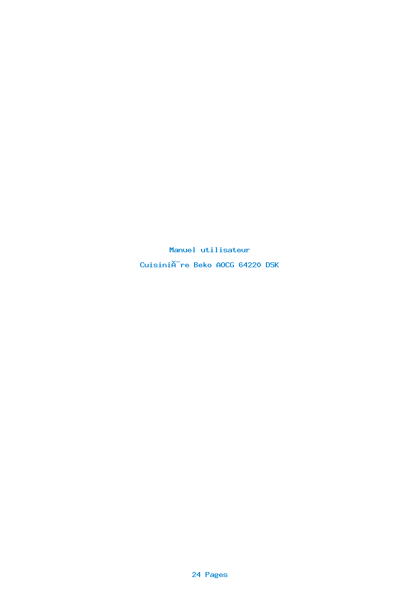 Page 1 de la notice Manuel utilisateur Beko AOCG 64220 DSK
