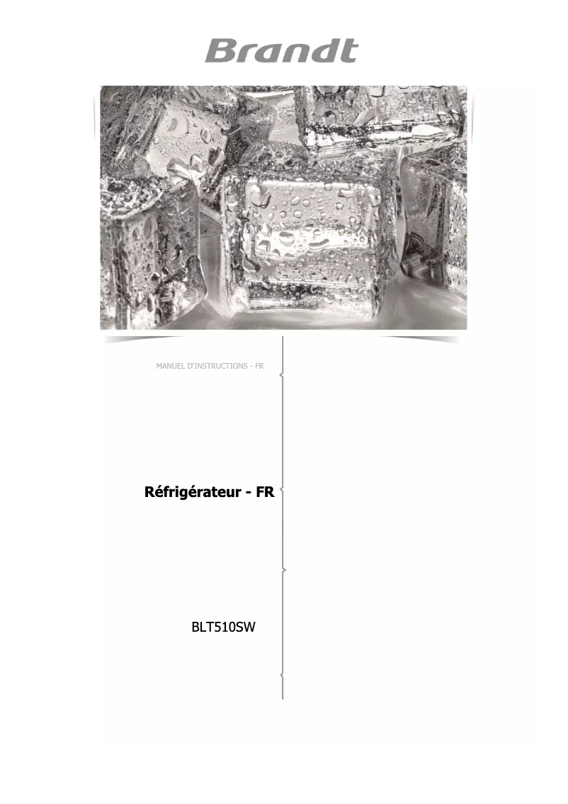 Page 1 de la notice Manuel utilisateur Brandt BLT510FSW