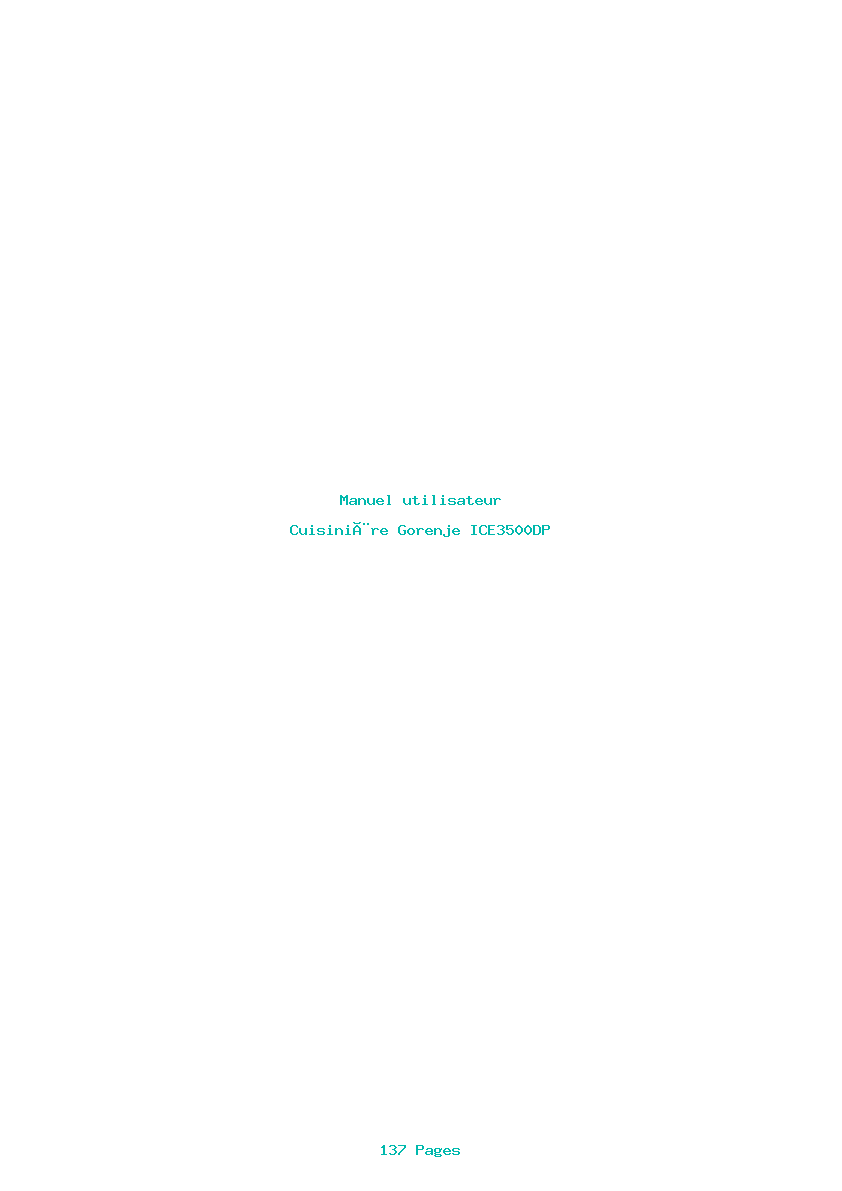 Page 1 de la notice Manuel utilisateur Gorenje ICE3500DP