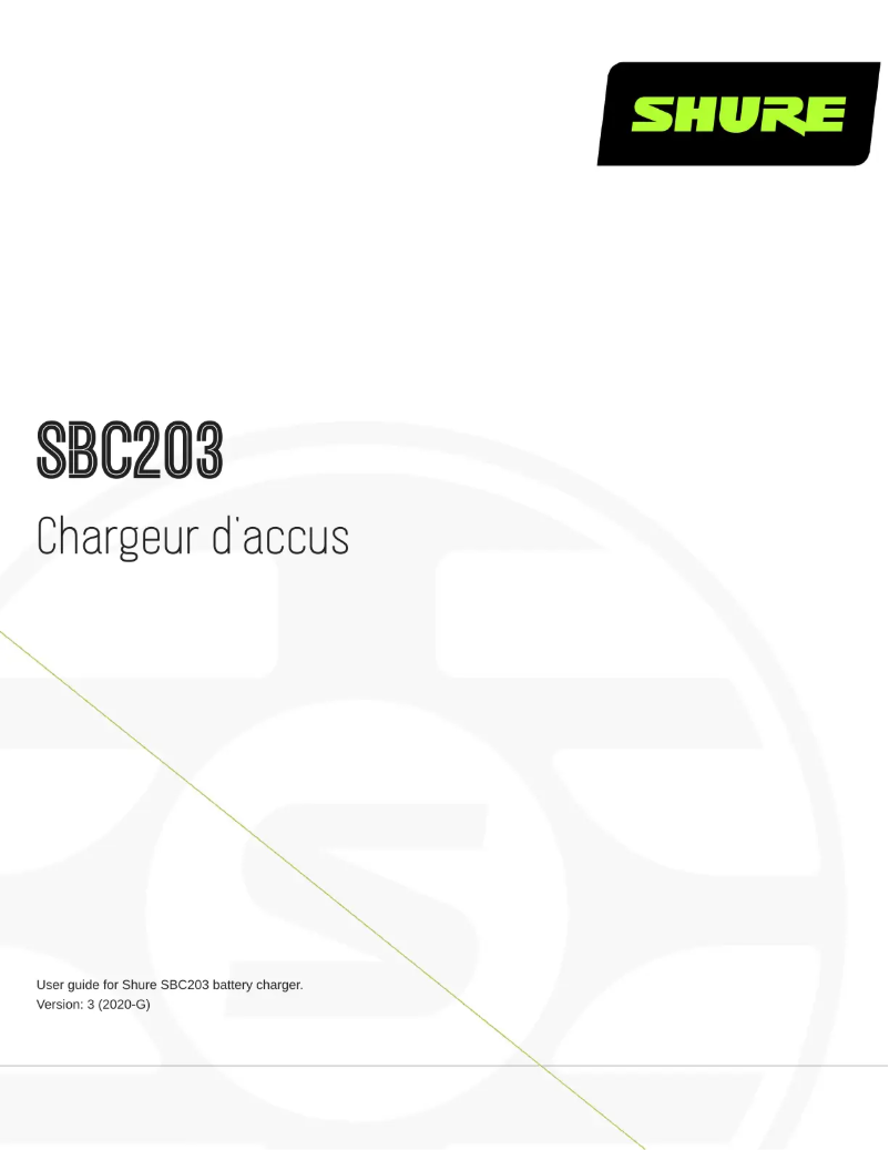 Page 1 de la notice Manuel utilisateur Shure SBC203